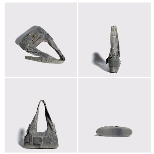 Denim Hobo Bag Trashy Y2k Shoulder Purse Retro Denim Crossbody Bags Handbag Acubi Bags Punk Y2k Stuff3