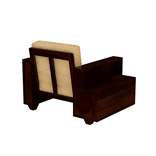 Image of Sheesham Wood 6 Seater Sofa Set with 2 Drawer Storage | 3+2+1 Wooden Sofa Set Furniture for Living Room Home Office (3+2+1,Walnut)