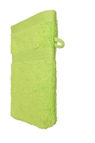 Julie Julsen 10er Pack Waschhandschuhe Chemikalien-Frei 600g/m² Apfelgrün 15 x 21 cm 100% Baumwolle - Oeko TEX Std 100 Zertifizierung… – Ansicht 2