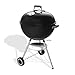 Weber Original Kettle Charcoal Barbecue, 57 cm Cooking Surface, Porcelain-Enamelled Lid and Bowl, One-Touch Cleaning System, Lid Thermometer, Tripod Stand with Wheels, Black (1502202)