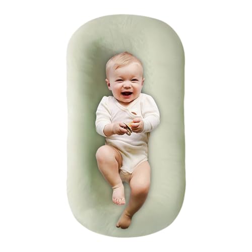 Image of Baby Lounger, Baby Lounger for Newborn, Soft Cotton Breathable Removable Infants Lounger for Play and Travel (Green)