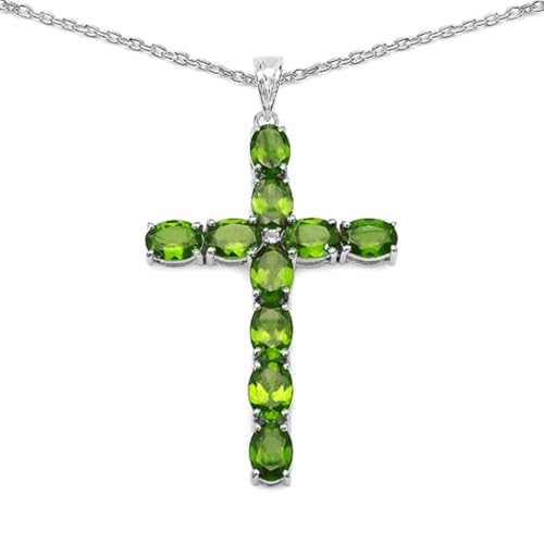 Genuine Green Peridot Cross Necklace for Women 925 Sterling Silver Cross Necklace for Women 8.32 Carats Peridot Jewelry August Birthstone Jewelry Gift for Her