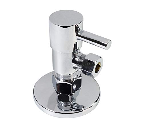 Westbrass A105QR-26 Round Lever 1/4-Turn Angle Stop 1/2" Copper x 3/8" Compression, Polished Chrome by Westbrass - Used condition - US$19.35