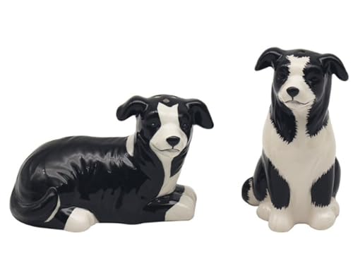Lesser & Pavey Salt & Pepper Set for All Types of Kitchen | Ceramic Salt & Pepper Shaker Set | Lovely Salt & Pepper Pots | Salt Shaker & Pepper Shaker Suitable for Home (Collie)
