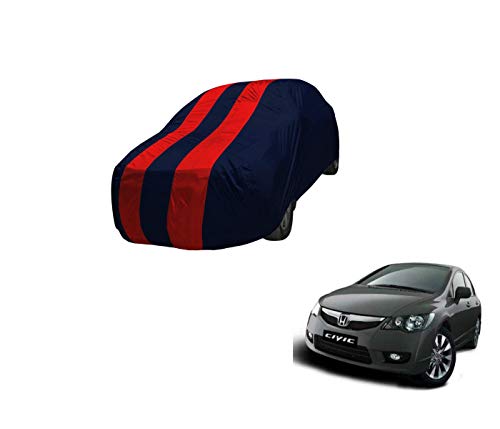 Image of Auto Hub Car Cover Compatible with Civic (Model : 2006-2013) with Mirror Pocket,Triple Stitched, Weather Proof, Civic Car Cover- Navy-Red
