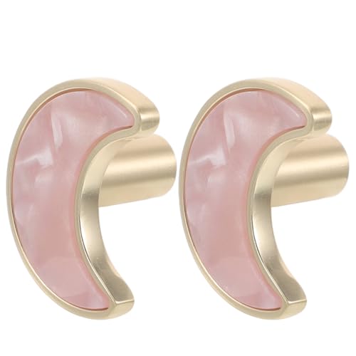 SEWACC Pomo de Puerta Forma de Luna Aleación de Zinc Tamaño Pequeño Color Rosa 1 Par para Armarios Cajones y Puertas Infantiles Tiradores Decorativos Multifuncionales para Muebles
