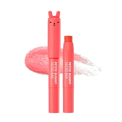 Image of TONYMOLY Petit Bunny Lip Gloss - Tinted Korean Lip Crayon, Juicy Orange | Vitamin E works into a smooth, lipstick-meets-gloss texture to soften and moisturize lips with every swipe