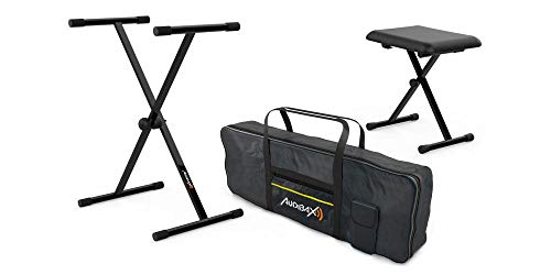 Audibax Onyx Pack | Funda para Teclado 61 Teclas Onyx Bag 61 | Soporte para Teclado Incluido | Banqueta Plegable Incluida | Uso Profesional | Gran Calidad de Fabricación | Todo en Uno | Fiabilidad
