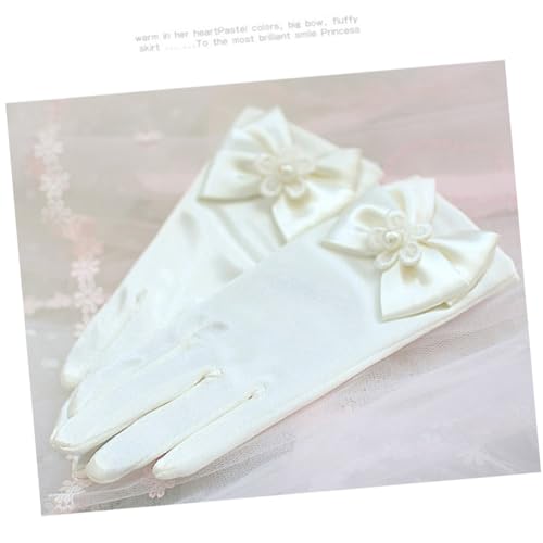 Full Finger Style White Gloves Flower Lace Bowknot Boys and Girls Princess Gloves2