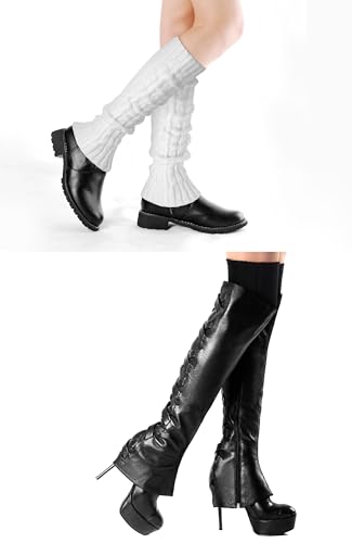 Image of fauson Leg Warmers for Women Y2k - 80s Ribbed Knit Leg Warmers for Boots