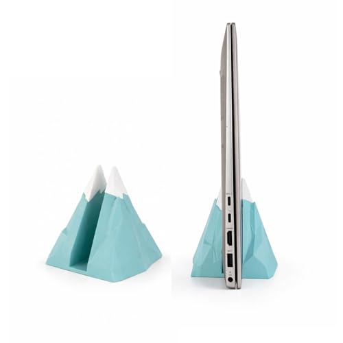 Image of Yellow Lab | Vertical Laptop Stand | Mountain Dock | Compatible with All laptops | Space-Saving Design | Compatible with MacBook, Samsung, Dell | White and Blue | (Teal Blue | Aqua | White Snow)