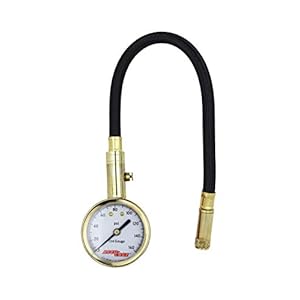 Accu-Gage Tire Gauge – (0-160 PSI) Tire Pressure Gauge with 11 in Braided Air Hose Straight Air Chuck – ANSI Certified/Bleeder Valve for Motorcycle/Car/Truck Tires