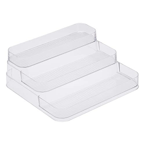 Image of amazon basics Mesh Sliding Basket Drawer Storage Shelf Organizer, Silver & AmazonBasics Tiered Plastic Kitchen Storage Bin