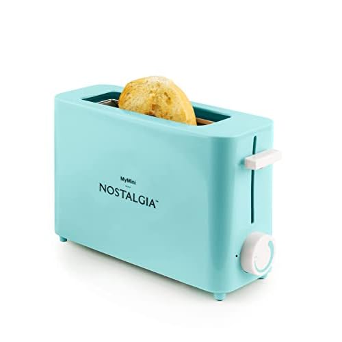 Nostalgia MyMini Single Slice Toaster, Extra Wide Slot, Adjustable Temperature, Removable Crumb Tray, Aqua
