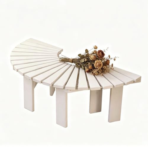 Taburetes sin respaldo de madera blanca estilo semicircular 2