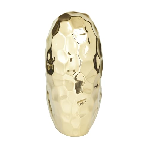 Deco 79 Porcelain Ceramic Heart Decorative Sculpture Dimensional Angled Origami Inspired Home Decor Statue, Accent Figurine 8" x 3" x 8", Gold - Image 5