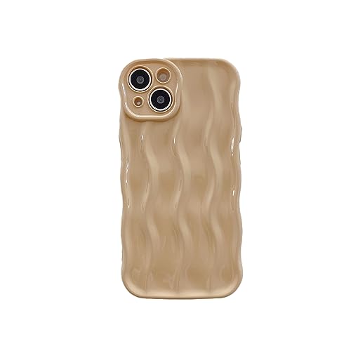 wahhle Water Ripple Pattern Curly Wave Frame Soft Cute Phone Case Cover for Men Women Girls,(iPhone 15 Pro Max,Yellow)