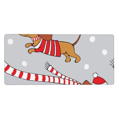 Chien teckel de Noël tapis de souris XL pour décoration bureau hiver