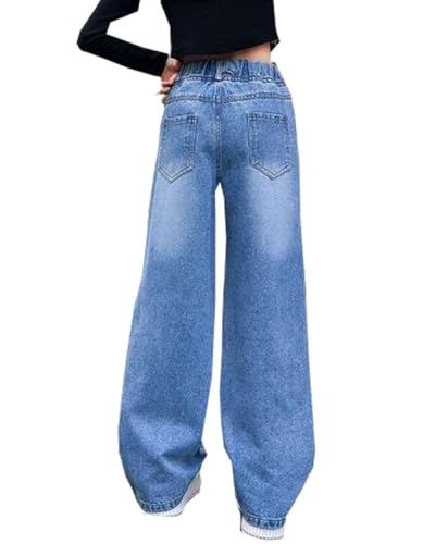 Girls Cute Cartoon Dog Print Jeans Elastic Waist Long Denim Pants Straight Pants Kids Jeans Trousers2