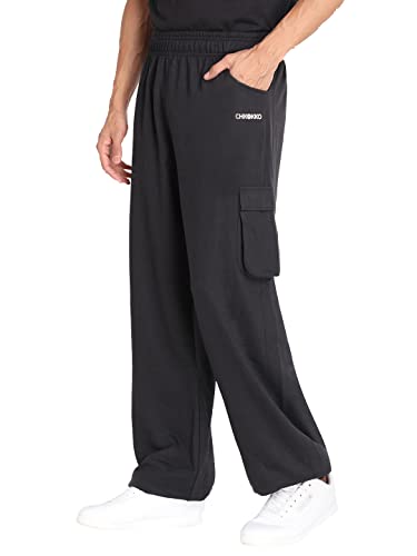 Image of CHKOKKO Men Casual Track Pant Regular Fit Lower with Pocket Black Medium, Mid Rise