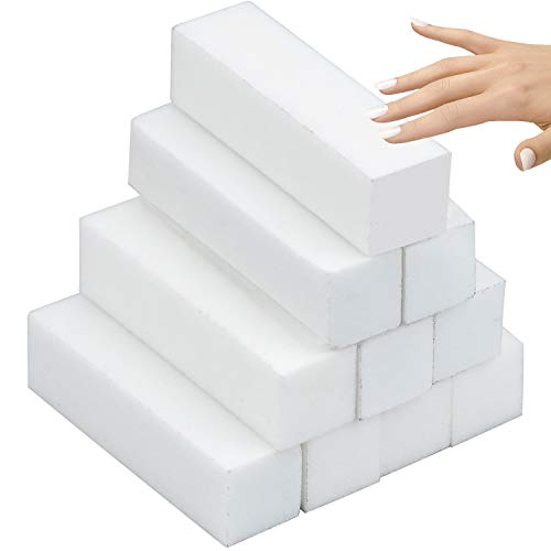 Demason 10 Pcs Bloque de Lima para U�as, Bloque Blanco Profesional, Bloque para U�as de Gel, Lima de U�as de Abrillantador, B�fer Esponja Herramientas de Manicura, para Pulir U�as(9,5 * 2,4 * 2,4cm)