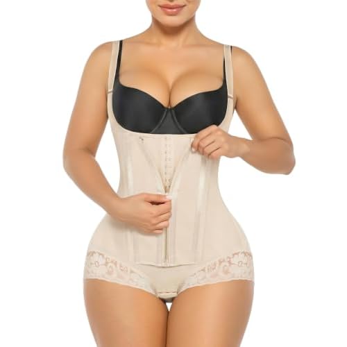 SHAPERX Women's Fajas Colombianas Tummy Control Shapewear Body Shaper with Steel Boned Support
