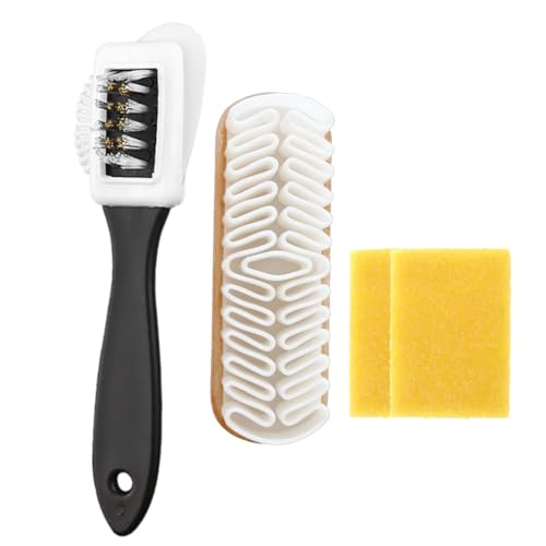 Kit de Brosses à Chaussures pour Daim, 4 Pièces, Crêpe Brosse Cirage Chaussure Multifonction avec Gomme Daim Chaussure Nettoyage, Brosse Multifonction à 4...