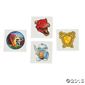 Just4fun 144 Dragons & Knights Tattoos Medieval Party Favors - Kid's Teacher Classroom Doctor Dentist