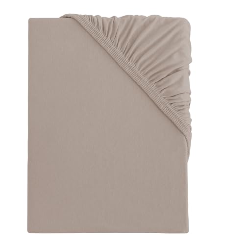 s.Oliver Spannbettlaken 90x200-100x200 cm- 100% Baumwolle, Matratzenhöhe bis 25 cm, besonders weich & angenehm, Spannbetttuch beige