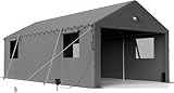 Carport Zeltgarage 4x8m – Extra großes winterfestes Garagenzelt mit Rollfenstern für Auto SUV LKW Boote – Seitenwände und Dach abnehmbar – als Unterstand Lagerzelt oder Weidezelt