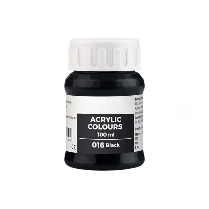 Image of Acrylic Colour (Fabric Colour) | 100 ml.- 100ml, Multi-Surface, Skin-Friendly & Vegan | (016 Black)