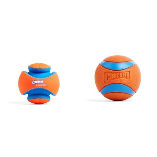 Chuckit Dog Toy Bundle 8-inch Kick Fetch Ball 4-inch Ultra Ball XXL - Durable Rubber Fetch Toys -