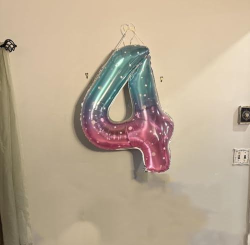 Image of 4 Balloon Numbers Birthday Decorations, 40In Pink Purple Blue Balloons | Eye-catching Appearance, Perfect Decorative Centerpieces, Convenient Self-sealing Structure, Widely for Various Occasions