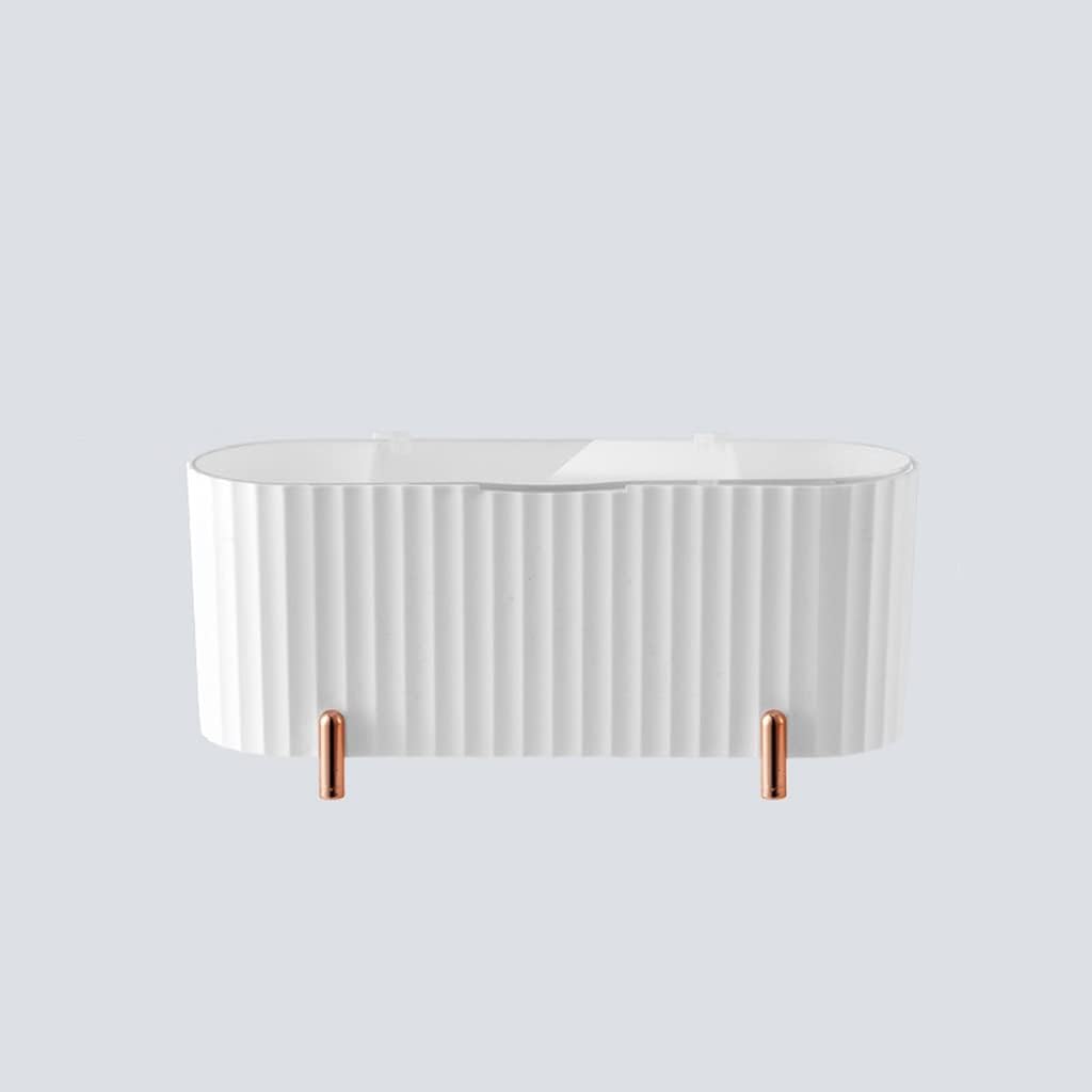 FMURY Desktop Cosmetics Storage Box Dustproof Tape Transparent Cover Bathroom Storage Box Cotton Swabs/Pads(Gray) image 2
