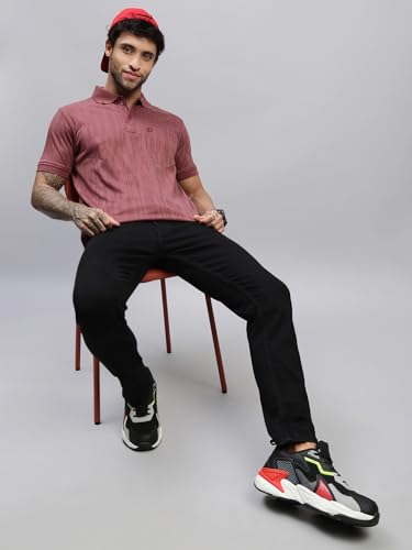 Image of Lux Nitro Men's Polo T-Shirt with Pocket | Cotton Rich Brasso Jacquard | Modern Relaxed Fit | Casual & Smart Wear