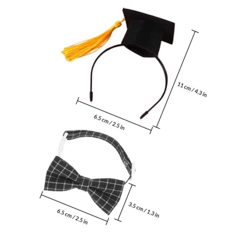 Disfraz de graduación para mascotas Luxshiny con gorro y corbata miniatura 2