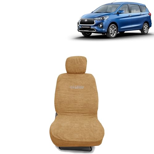 Image of Kingsway Rumion Seat Cover for (Year 2023 Onwards) All Model, Towel Fabric Car Seat Covers Compatible with Toyota Rumion, Complete Set (Car Specific Front + Rear Seat Covers), Beige Color
