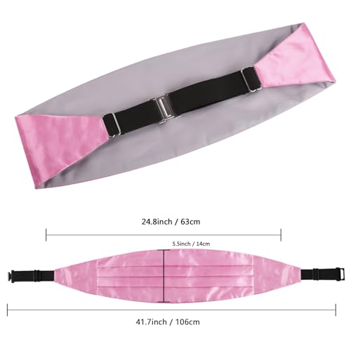 Image of Alizeal Mens Multicolored Silk Solid Cummerbund Bow Tie Set | with Cummerbund Pocket Square Pre-tied Adjustable for Mens Gift