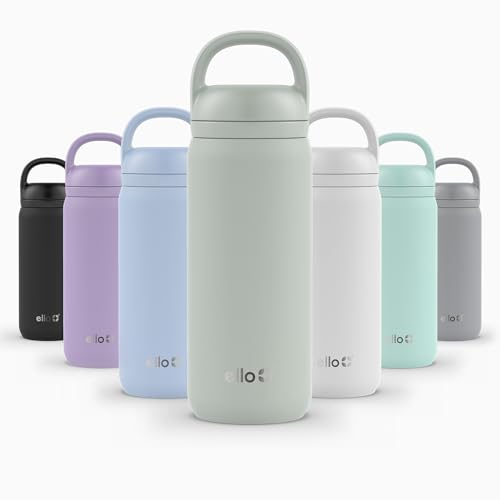 Image of Ello Cooper Twist 18oz Kids Stainless Steel Water Bottle with Chug Lid | Leak Proof Double Walled and Vacuum Insulated | Fits Car Cupholder | Built in Carry Loop | Dishwasher Safe | Sage
