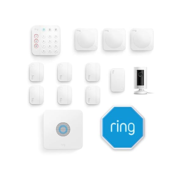 Ring Alarm Security Kit mit Außensirene 13-teilig (2. Gen.) + Innenkamera von Amazon | Haus-Alarmanlage mit Kamera - 6 Tür-/Fensterkontakte, 3 Bewegungsmelder, Signalverstärker | Alexa-kompatibel