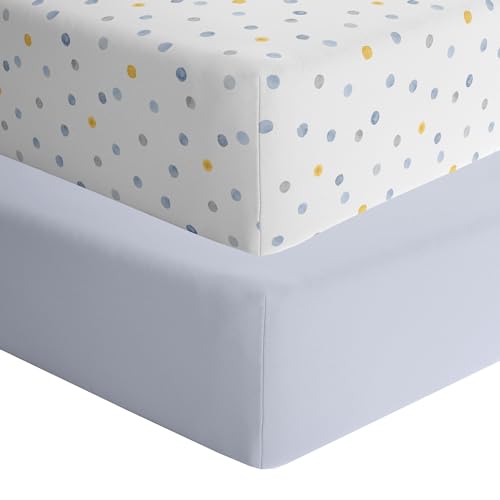 Image of Featherhead™ 2-Pack Fitted Crib Sheets - 100% Cotton - 52" x 28" x 9" for Standard Crib and Toddler Mattress (Jersey Boys Polka)