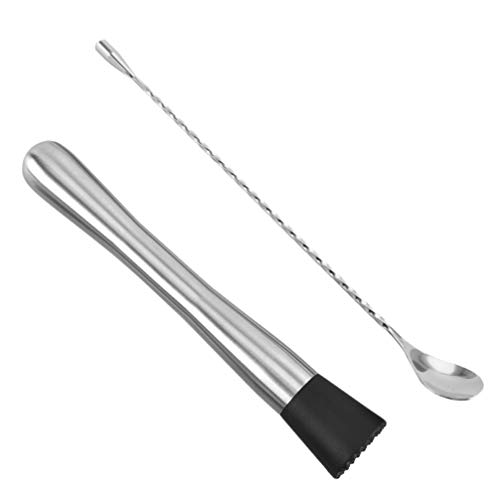 2pcs Stainless Steel Popsicles Stainless Steel Pestle Cocktail Muddler Grinding Stick Grinding Rods Ice Hammer Food Muddler Mixing Spoon Garlic Masher