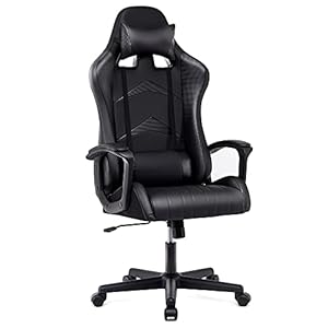 IntimaTe WM Heart Gaming Chair, Ergonomic Gamer Chair, Desk Chair with Adjustable Pillow and Lumbar Cushion, Computer Chair with High Backrest, 52 x 49 x 130 cm (Black)