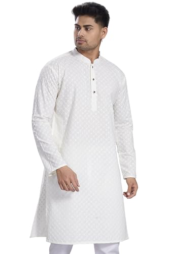 Image of DIVISIVE Men's Thread Embroidered Cotton Only Slim Fit Kurta