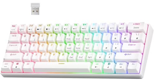 Rk Royal Kludge Rk61 Wireless Mechanical Keyboard With Coiled Cable, White