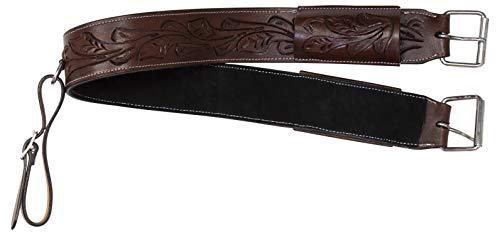 Acerugs Rückengurt für Westernsättel Pferd Bucking Gurt Hintergurt Flank Cinch Glattleder (Braun Tooled B) Cover
