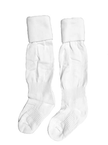 Classic Youth/Child Soccer Sock, Solid Color White, Shoe Size 2-52