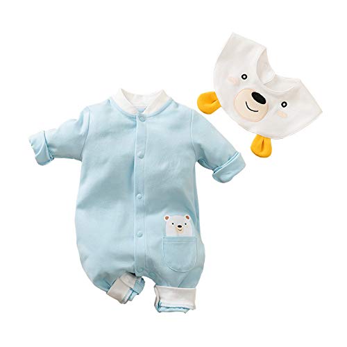 Baby Boy Girl Clothes Stylish Animal Design Long Sleeve Blue Jumpsuit for Baby