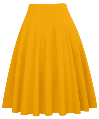 Image of FRAULEIN Women's Flared Pleated Maxi Skirt High Waist A-Line with Pockets and Belt Accessories [Small-Plus Size]