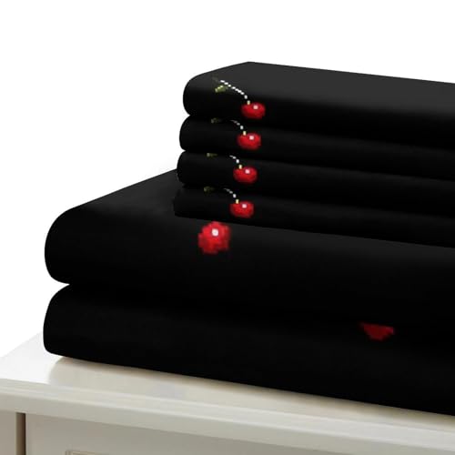 Housse de couette cerise 135x200 parure lit microfibre single - 7